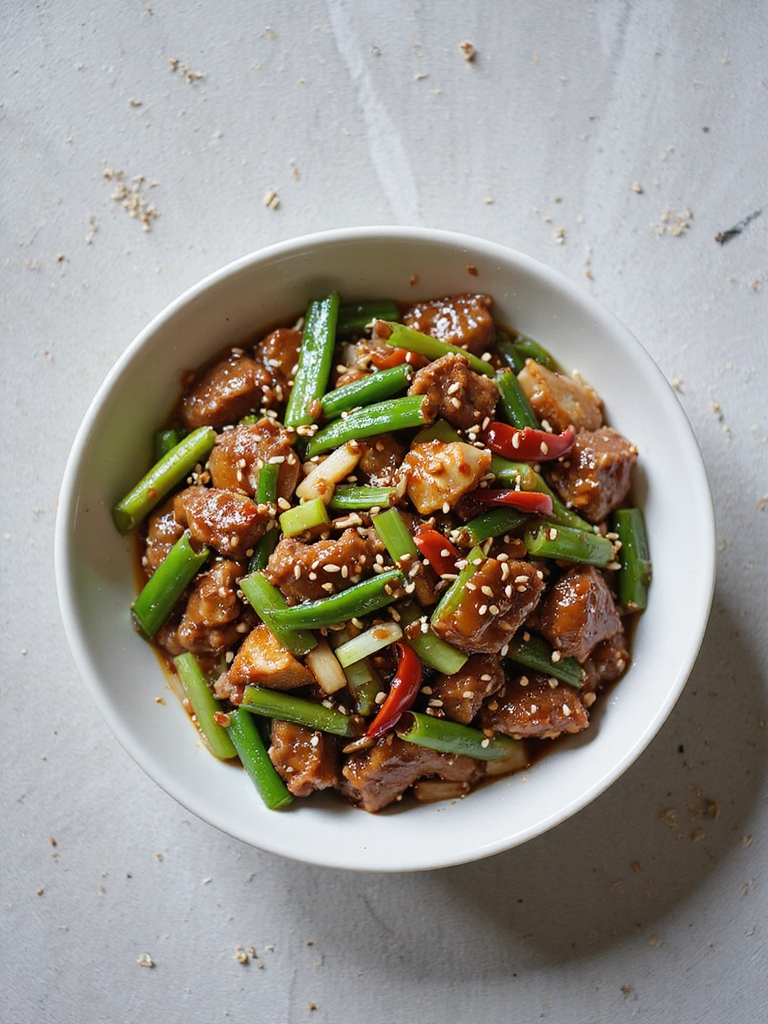 spicy sesame beef greenbeans