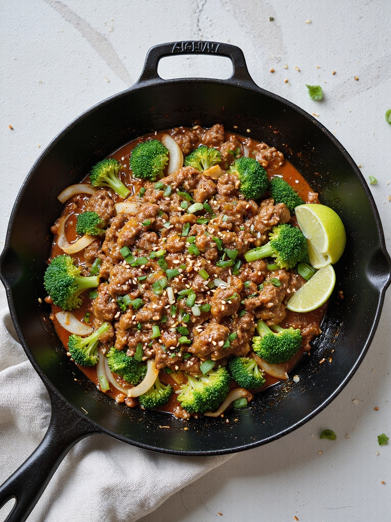 sweet chili beef broccoli skillet
