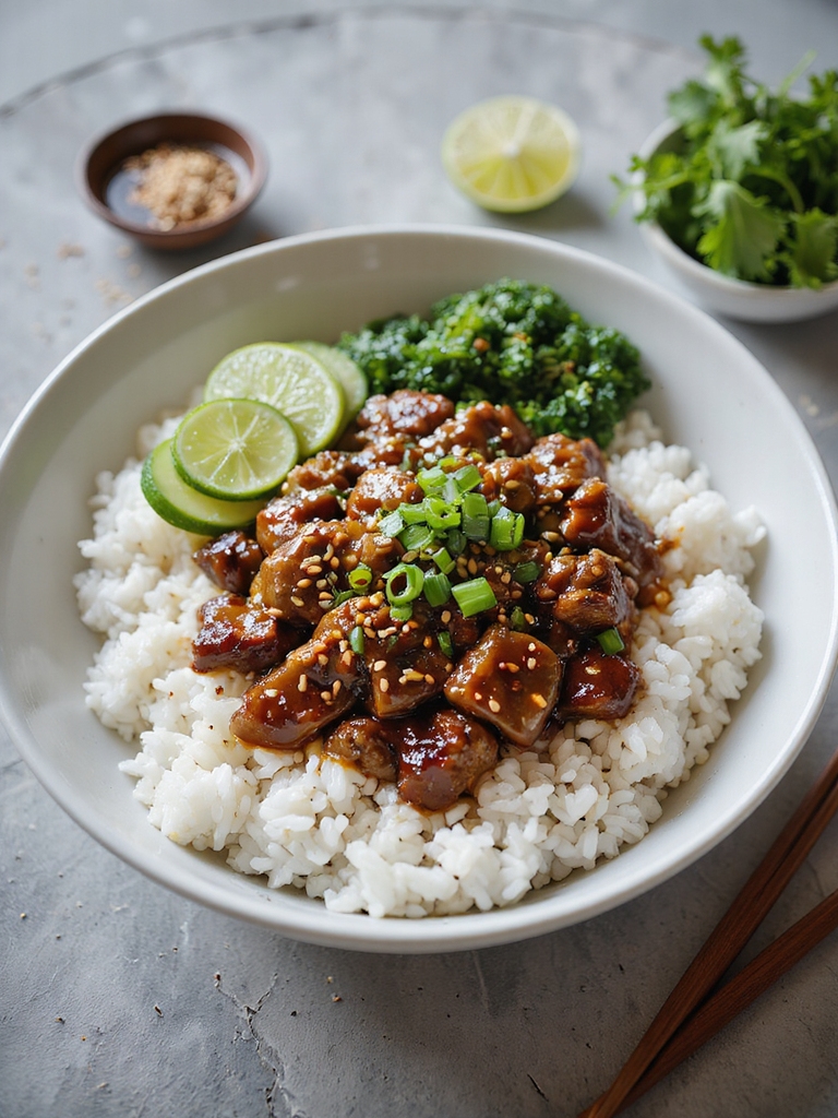 sweet savory caramelized beef bowls