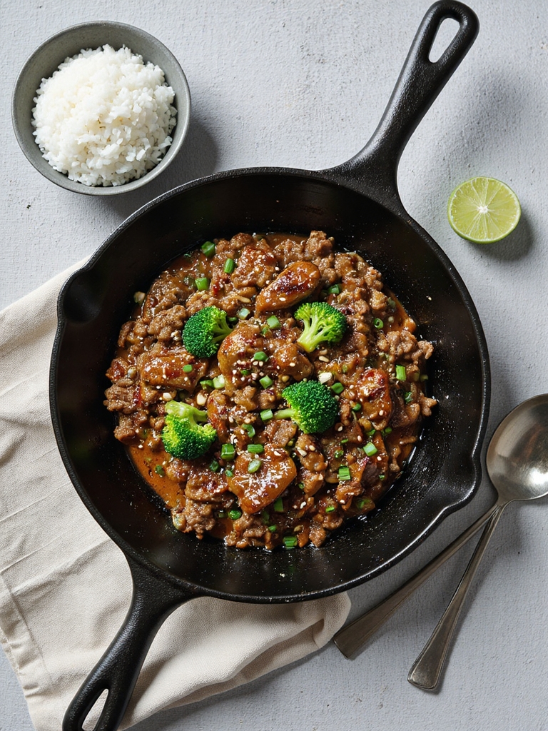 sweet savory korean beef skillet