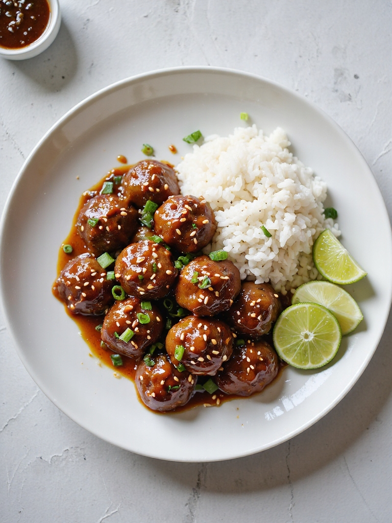 sweet spicy caramelized gochujang meatballs