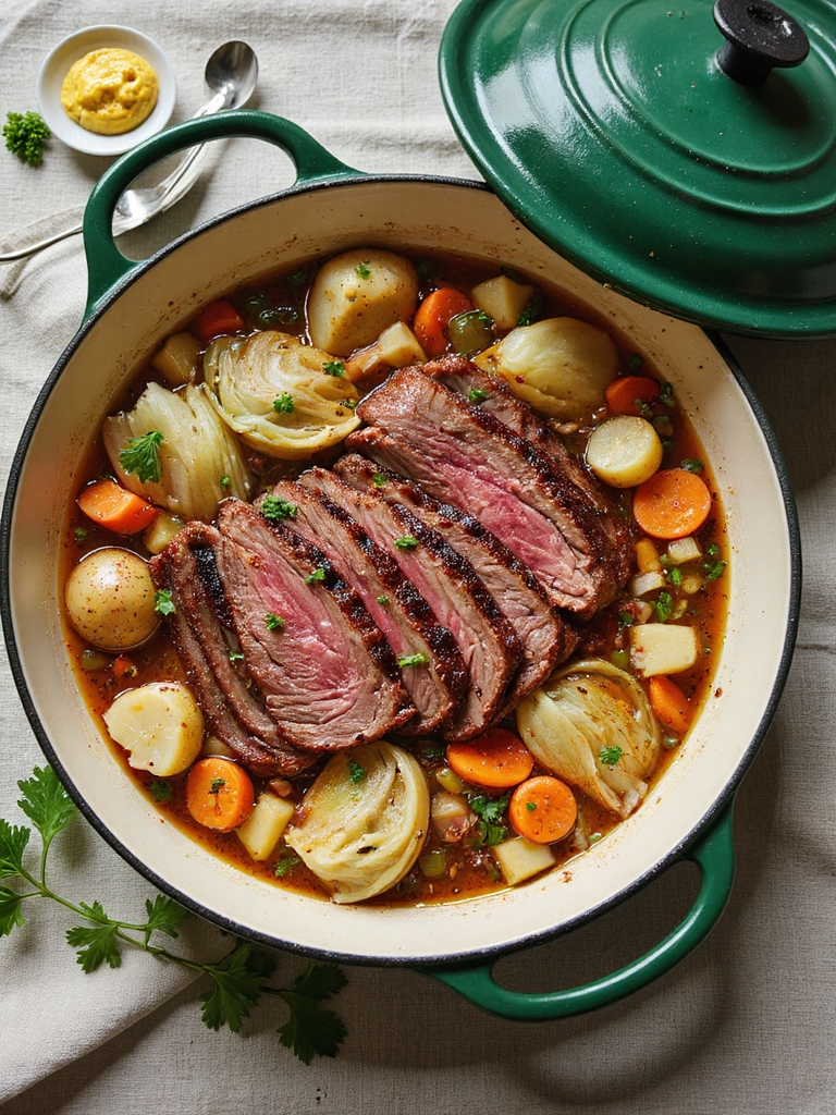 tender browned braised corned beef