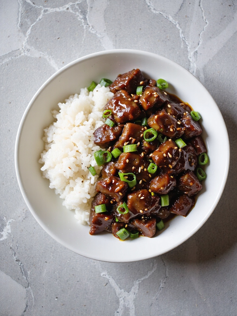 tender flash fried garlicy sweet beef