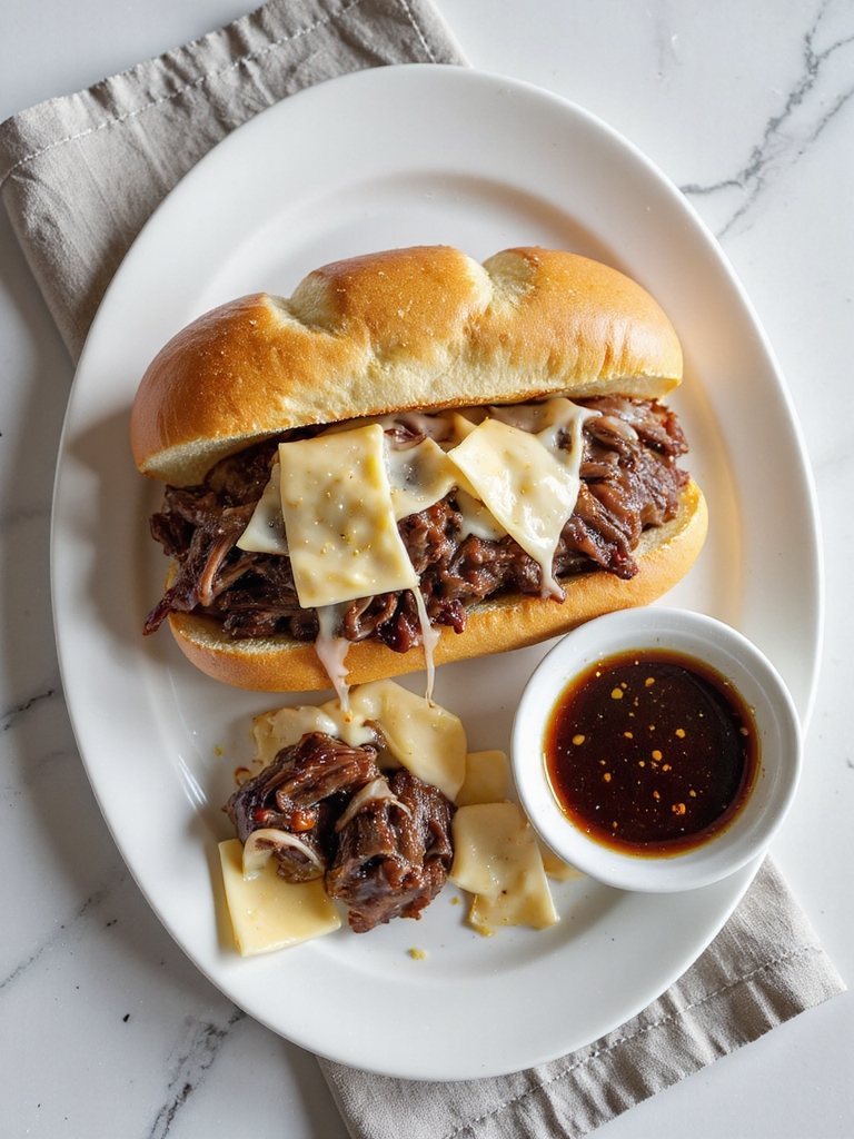 tender slow cooked beef melt