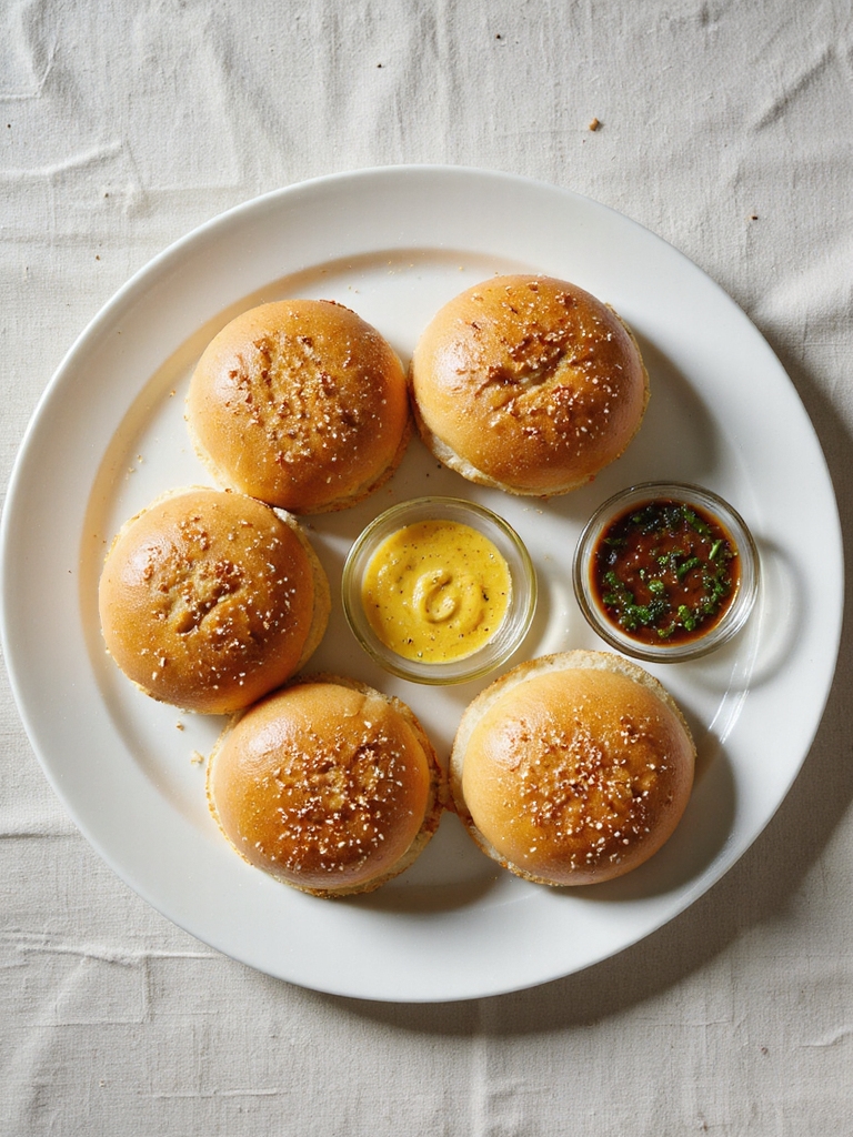 toasted buns complementary sauces