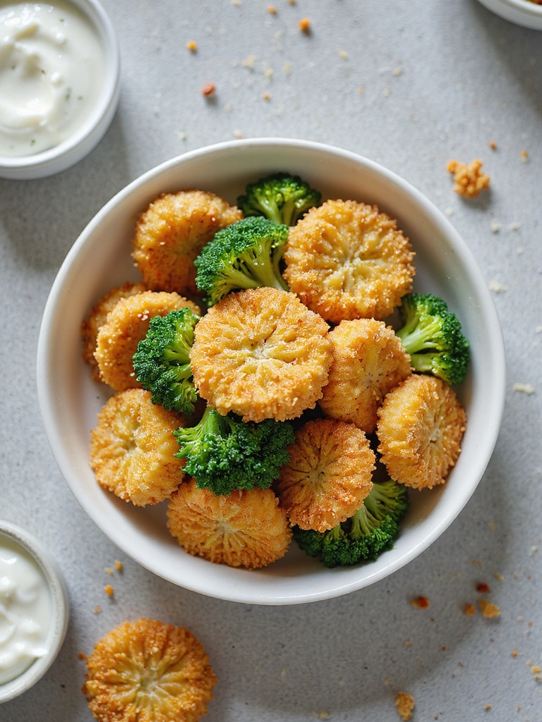 air fried cheesy broccoli bites
