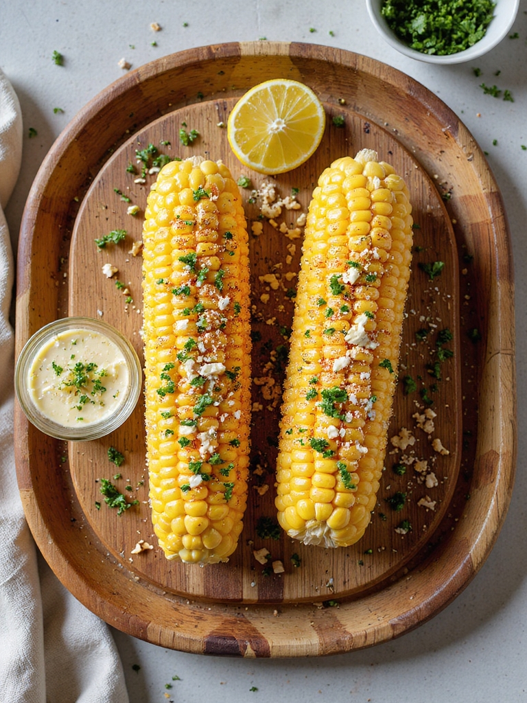 air fried corn with compound butters