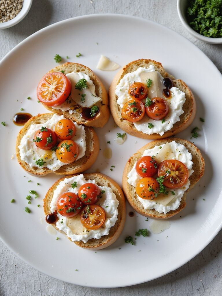 air fried ricotta tomato toasts