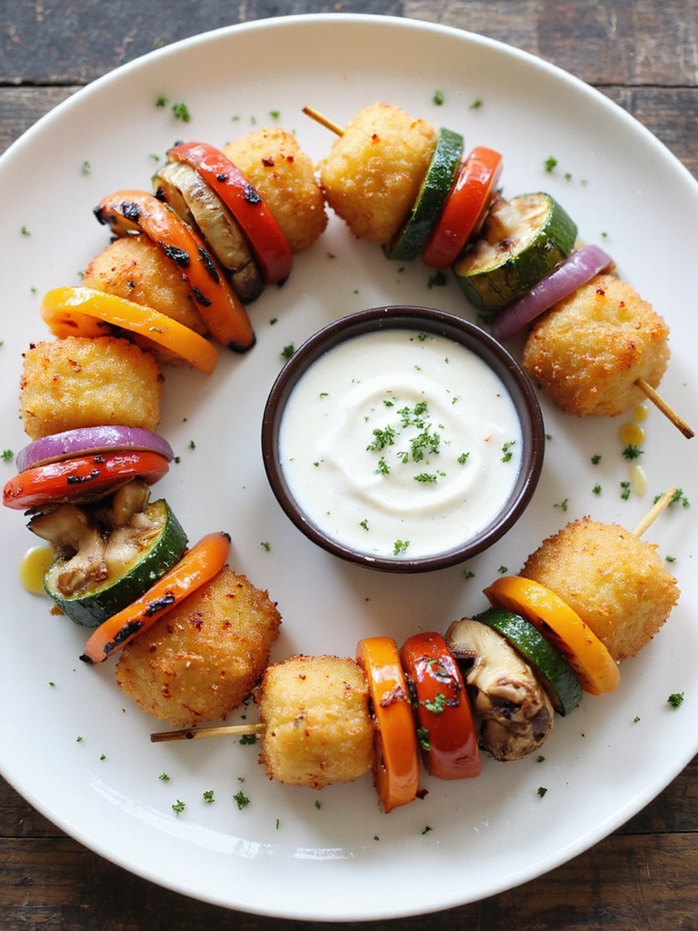 air fried veggie tater skewers