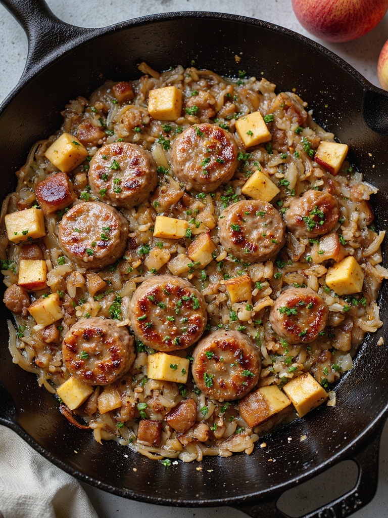 apple onion sausage crisp