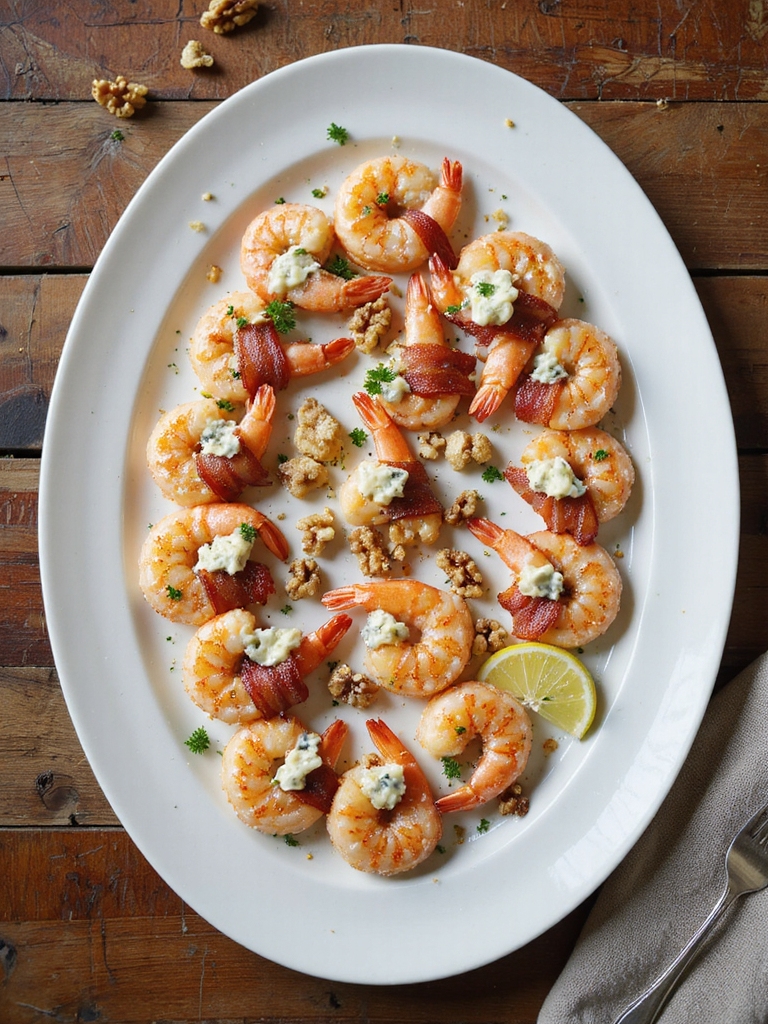 bacon wrapped blue cheese shrimp