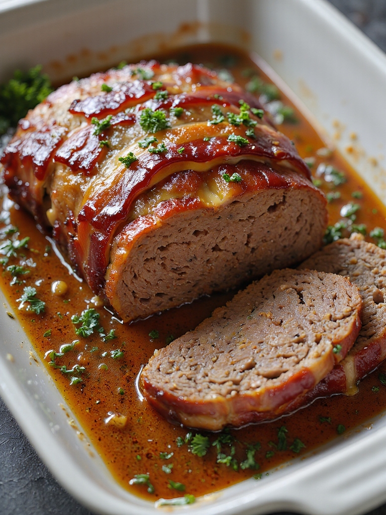 bacon wrapped stuffed air fryer meatloaf