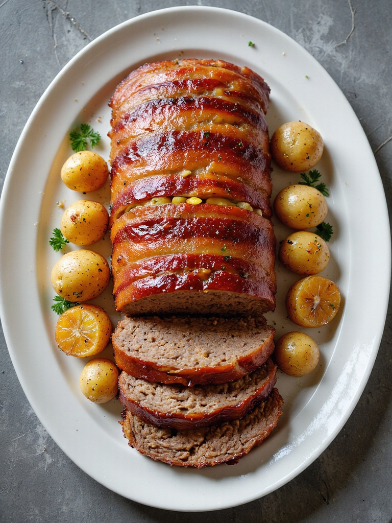 bacon wrapped stuffed air fryer meatloaf