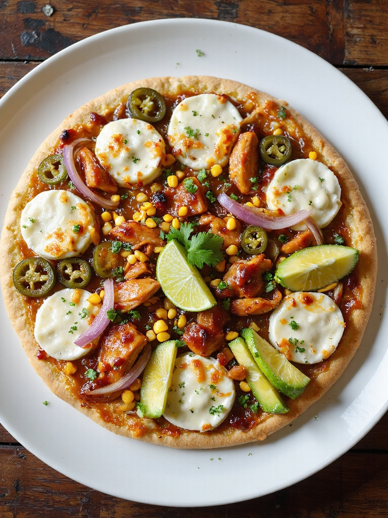 bbq chicken flatbread with corn