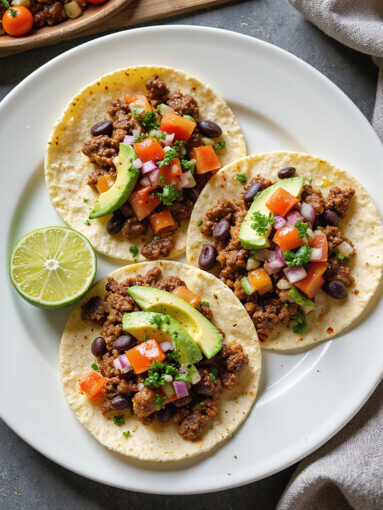 beef and black bean tacos