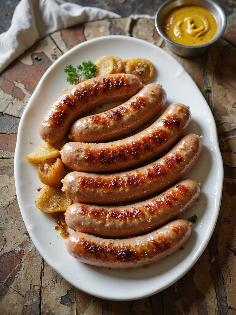 beer braised air fried bratwurst