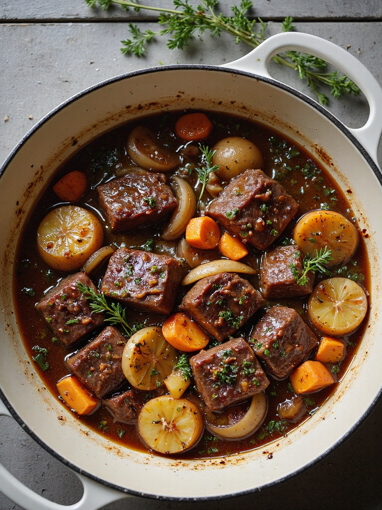 beer braised beef with onions