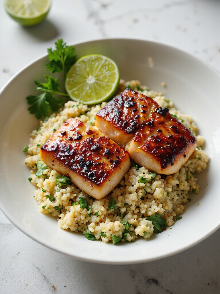 blackened mahi over quinoa
