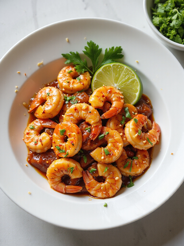 bold sticky garlicky chili shrimp
