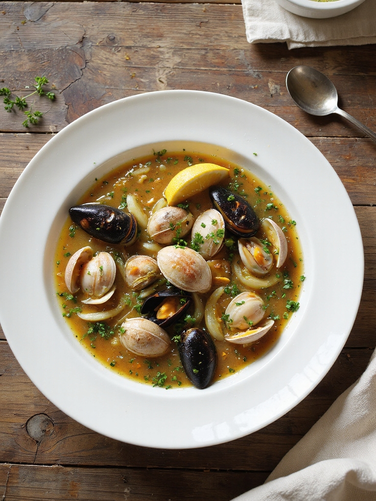 bright briny shellfish broth