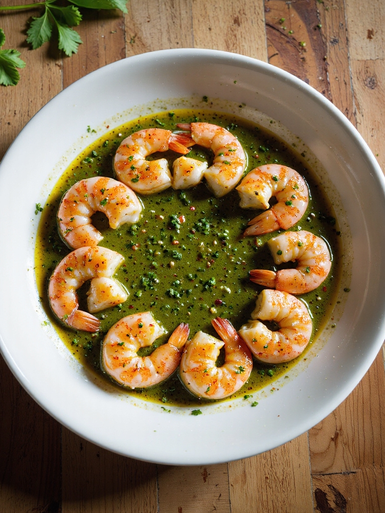 bright chimichurri grilled shrimp