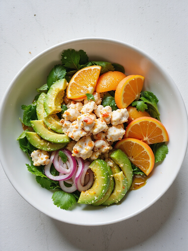 bright citrus crab avocado salad