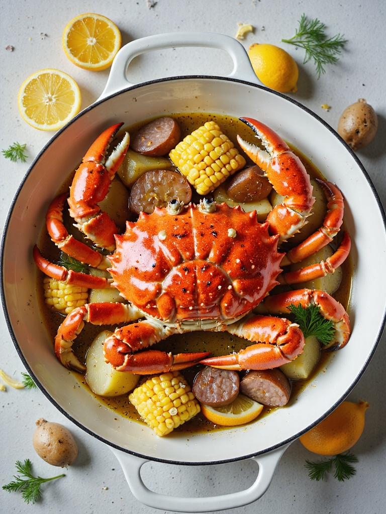 bright citrus herb crab boil