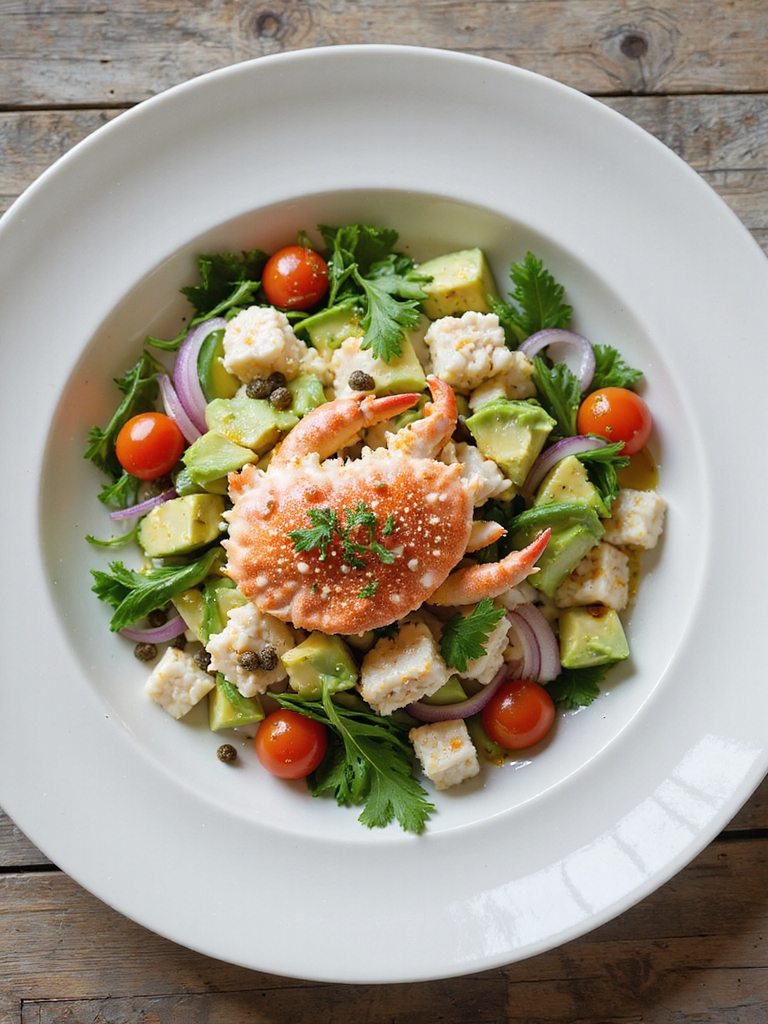 bright crab avocado citrus vinaigrette