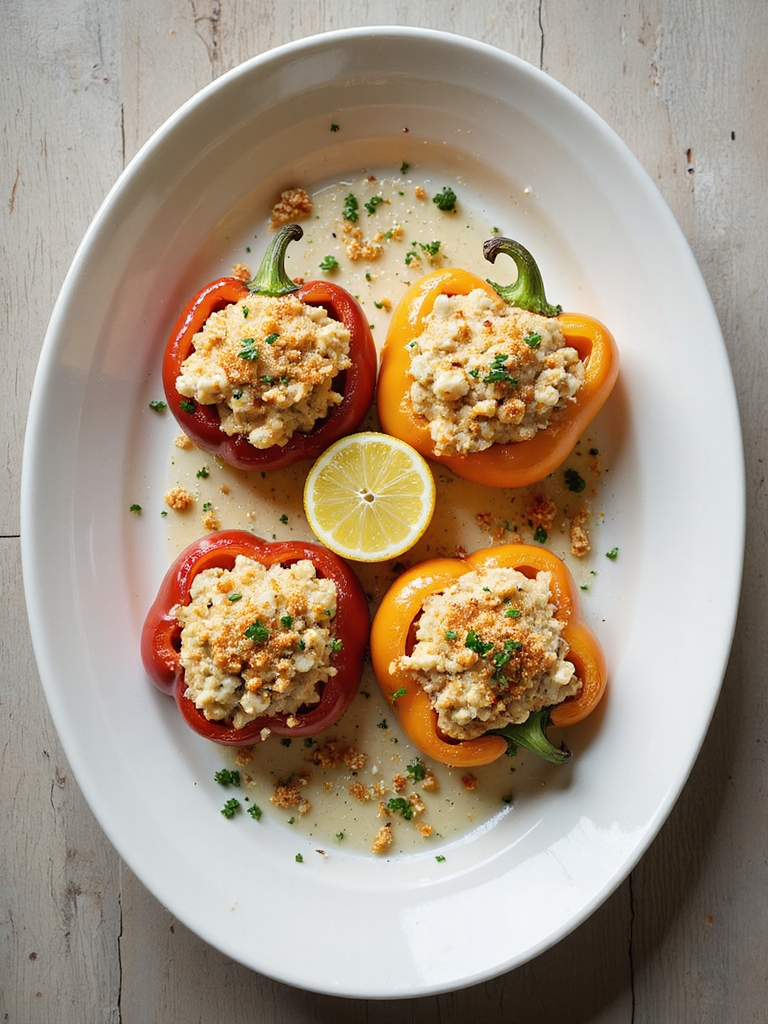 bright crab stuffed roasted peppers