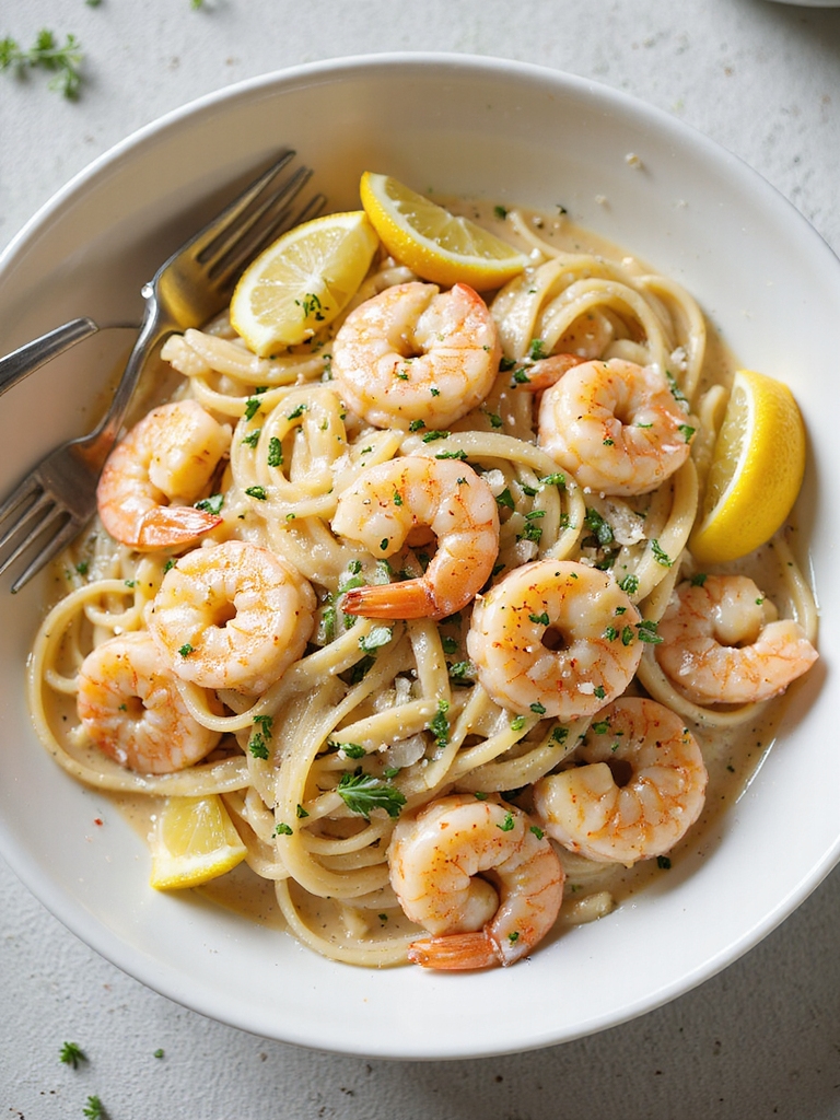 bright creamy lemon herb shrimp
