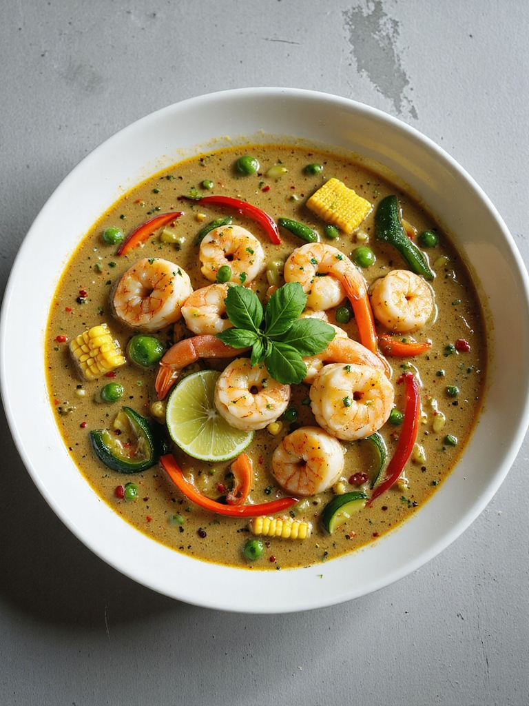 bright fragrant green curry shrimp