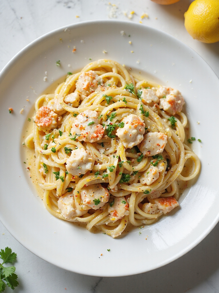 bright garlicky lemon crablinguine