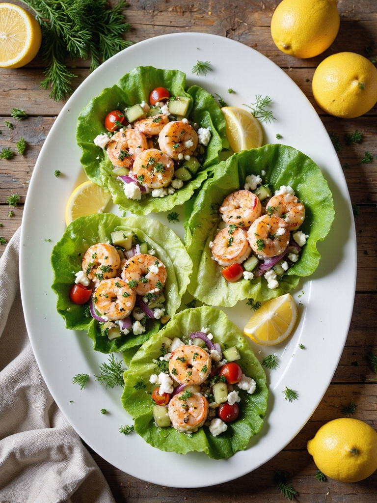 bright herb shrimp lettuce wraps