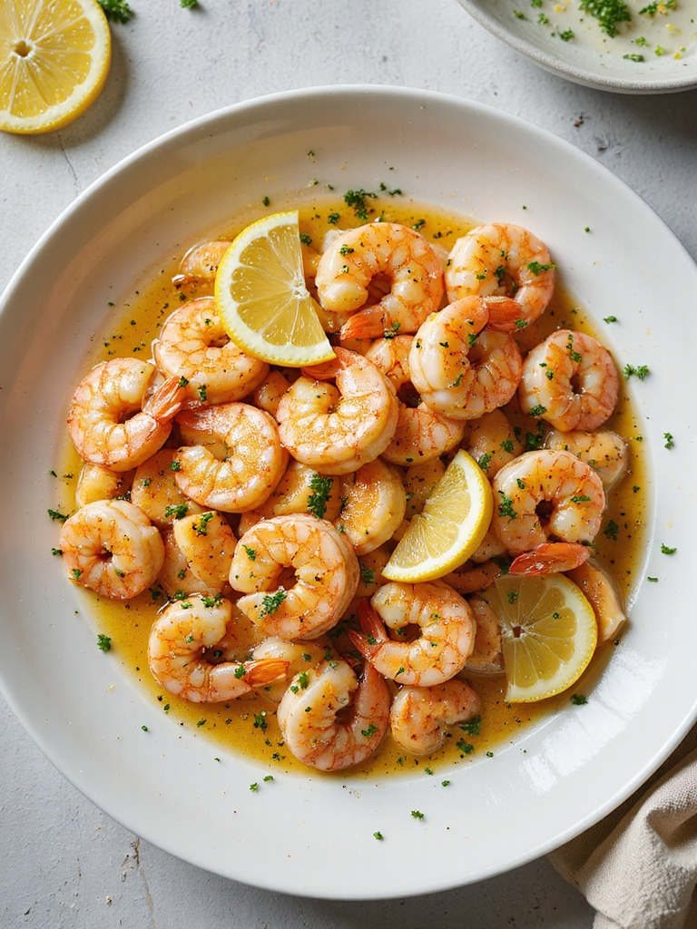 bright lemon garlic shrimp