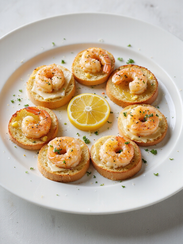 bright lemon garlic shrimp toasts