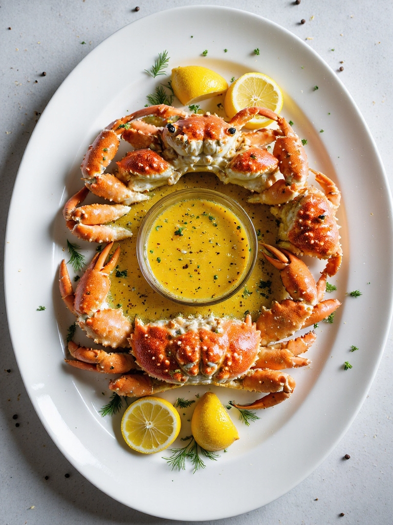 bright lemon herb crab legs