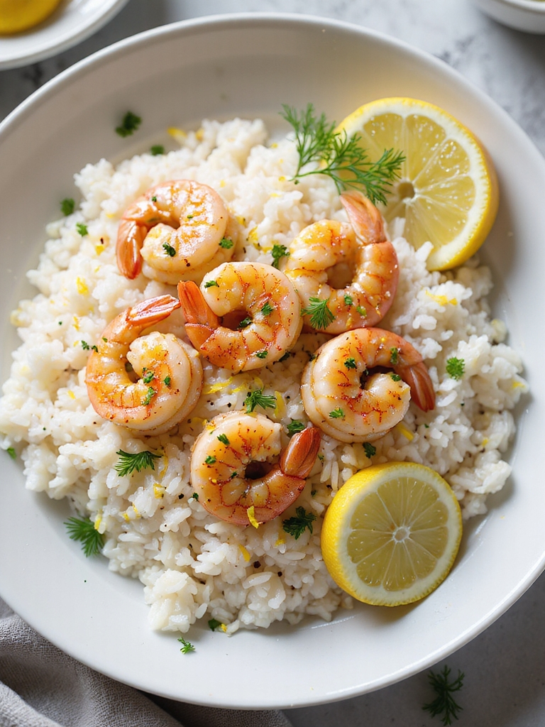 bright lemon herb shrimp over basmati