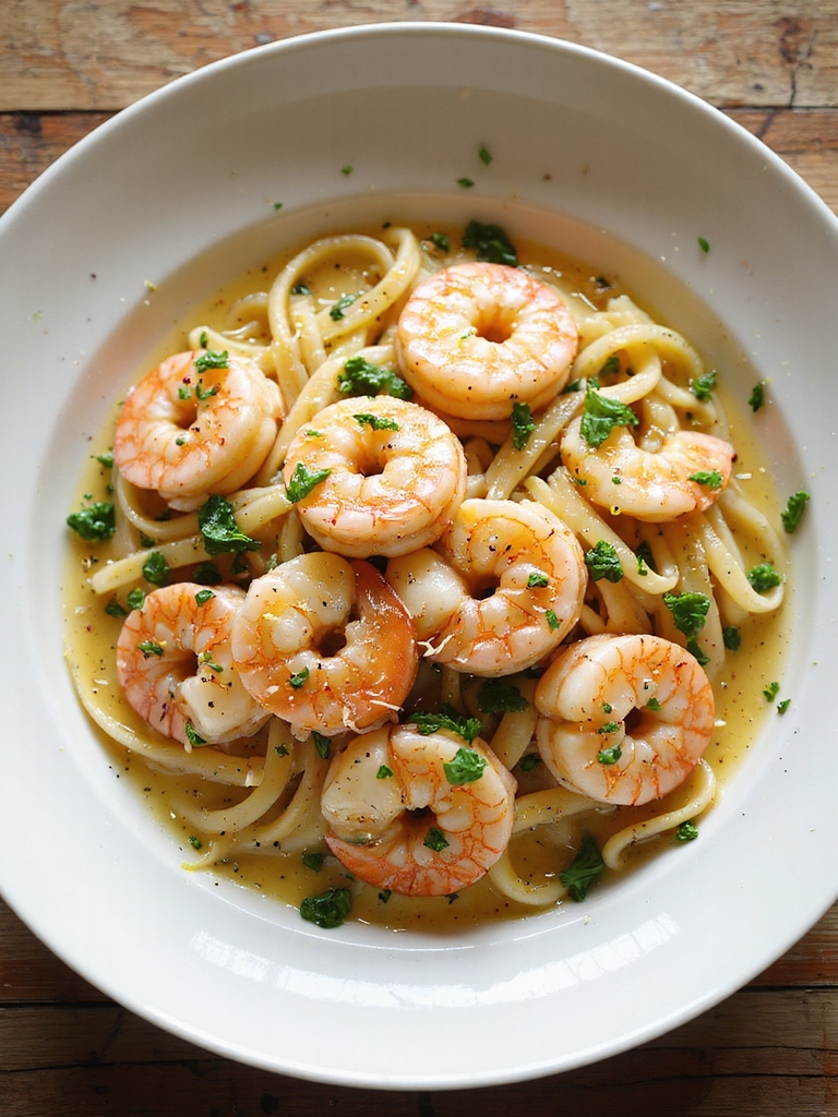 bright lemon herb shrimp pasta