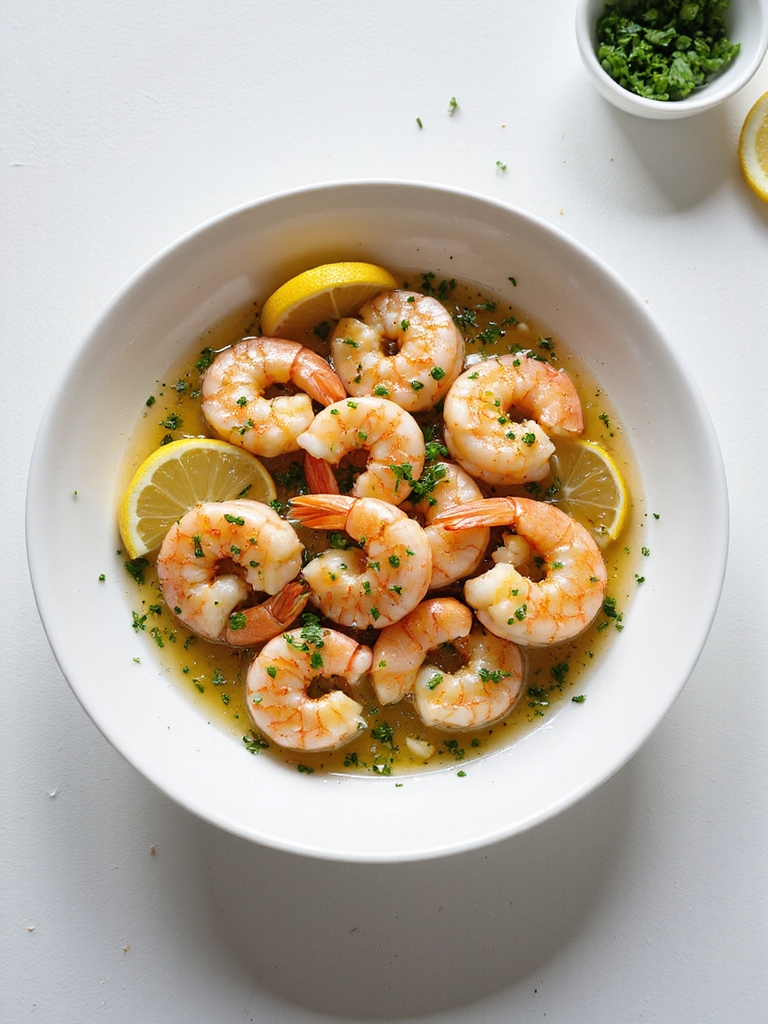 bright lemon herb wine shrimp