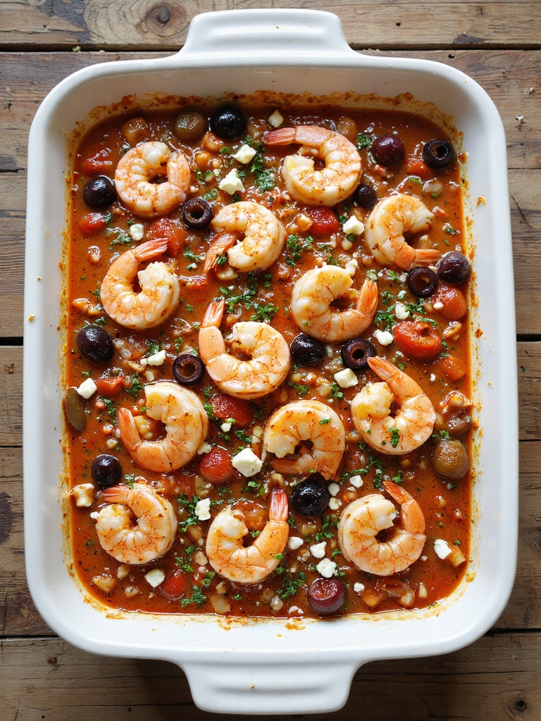 bright mediterranean shrimp casserole