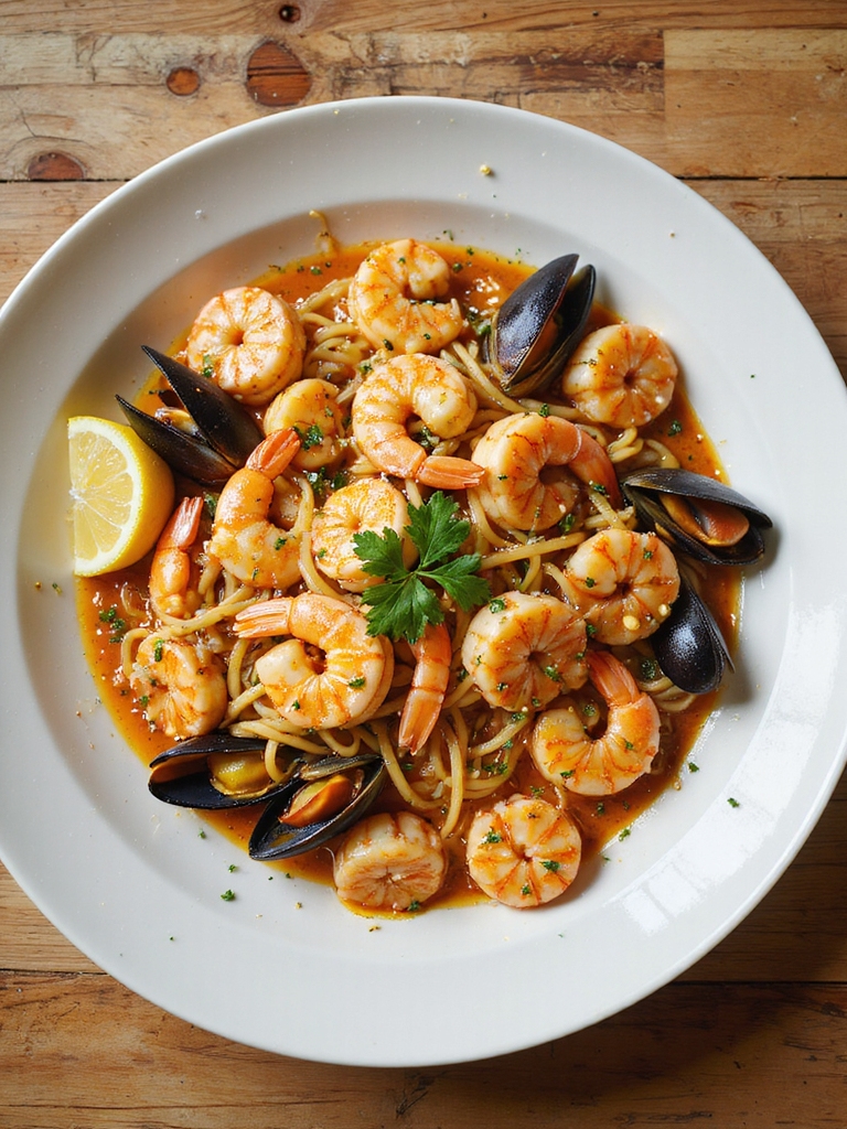 bright seafood linguine with wine