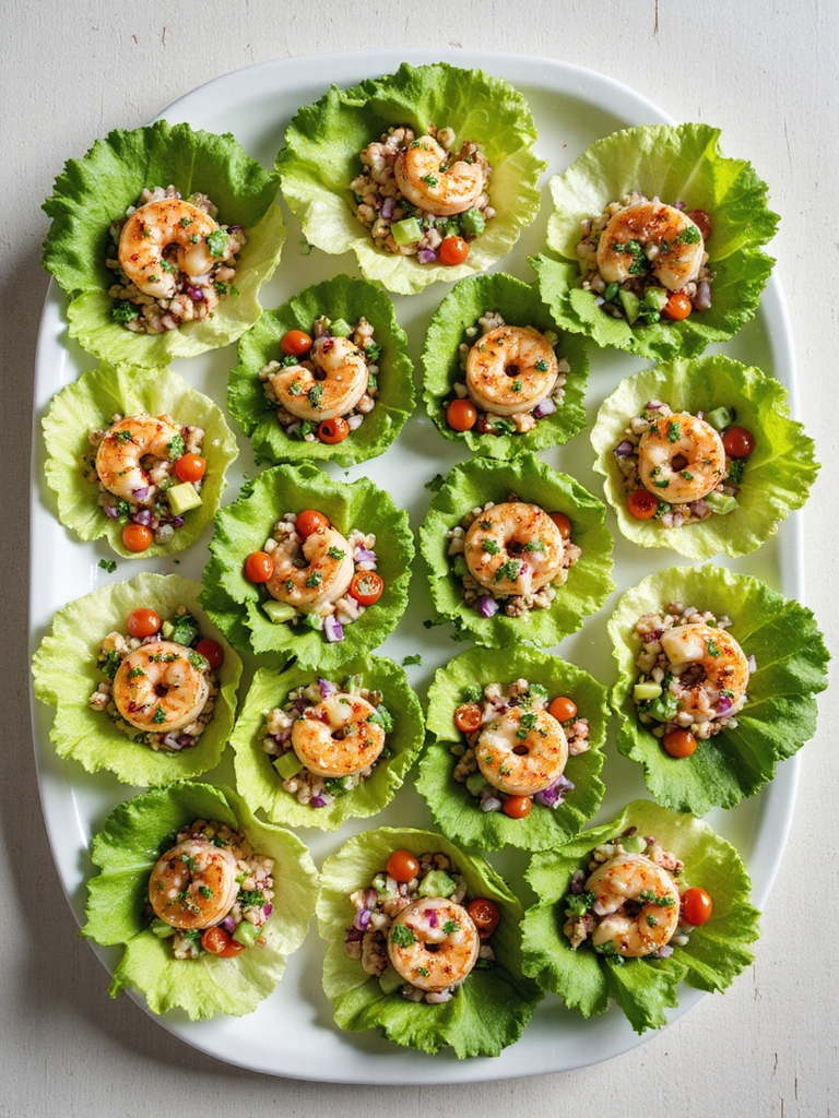 bright shrimp avocado lettuce cups