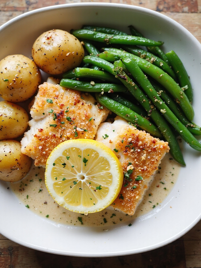brined lemon herb air fried cod