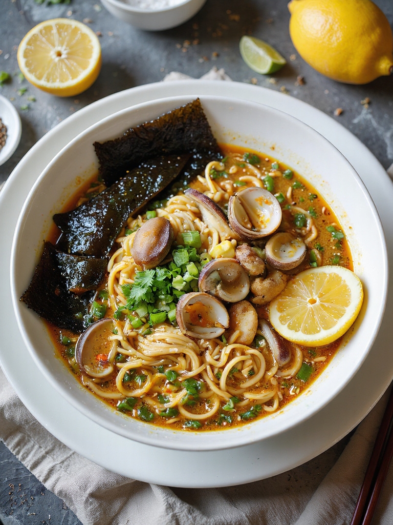 briny saffron miso clam ramen