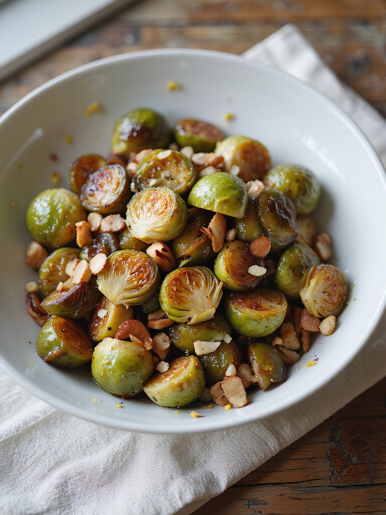 brown browned butter almond sprouts