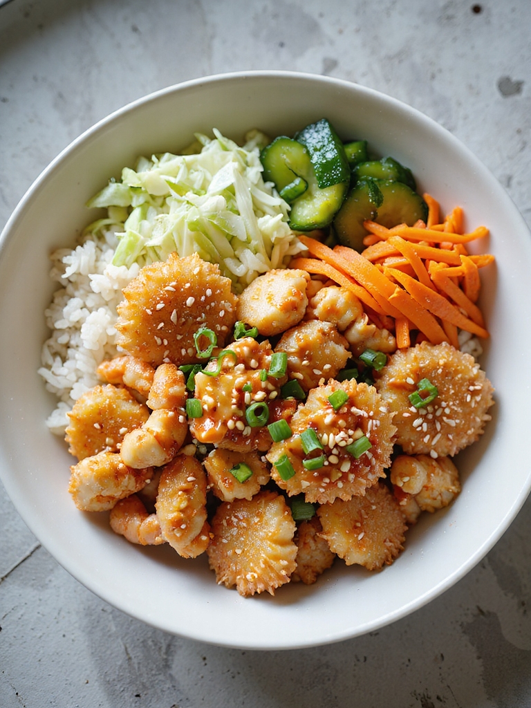 budget friendly tempura crab bowl