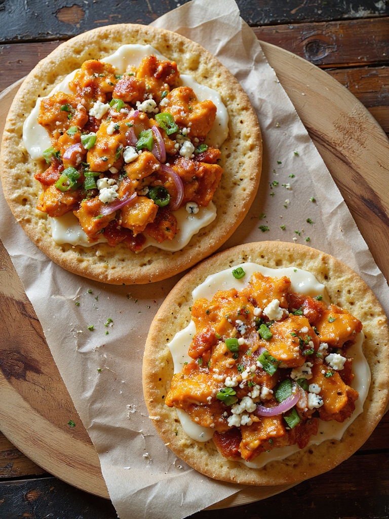 buffalo bbq shredded chicken flatbread