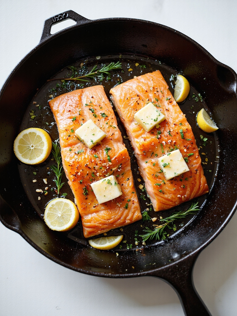 butter basted garlic salmon steak