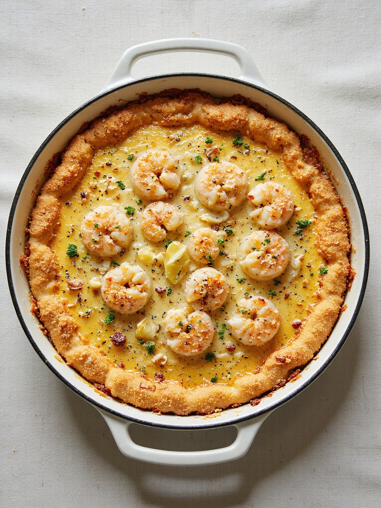 buttery herb topped seafood casserole