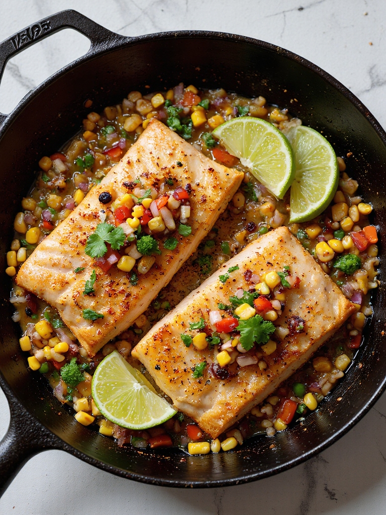 cajun mahi with charred corn